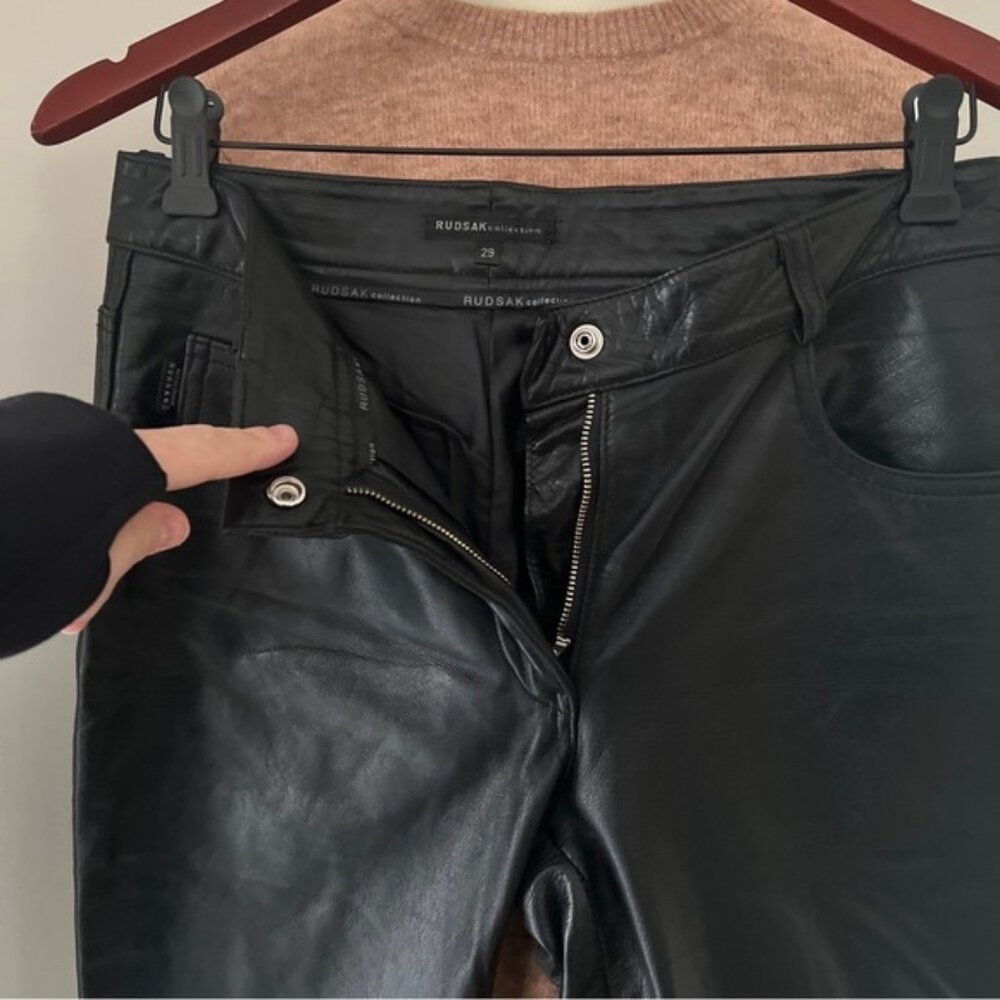 Original Rudsak Real leather pants size 29 Women’s Black straight leg - Picture 4 of 12